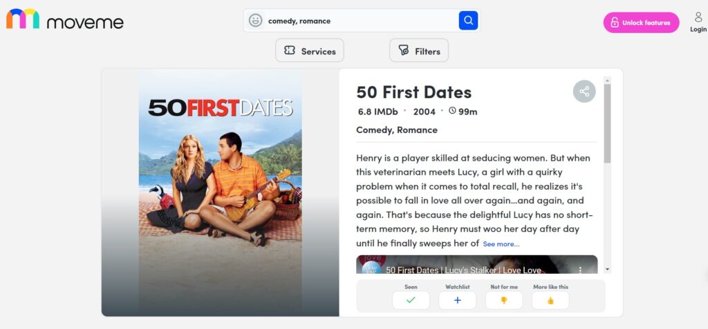 Movie recommendation with AI- 50 first dates