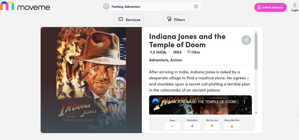 Movie recommendation with AI - Indiana Jones 