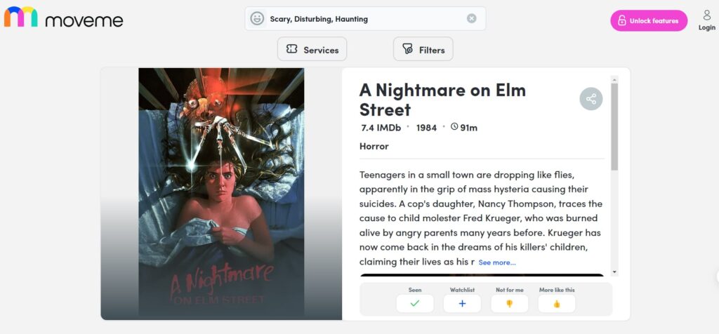 Movie recommendation with AI - Nightmare on Elm Street 