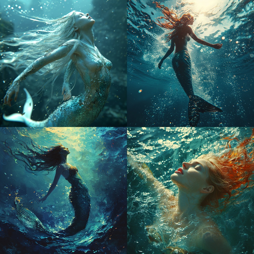 A collage of a mermaid Description automatically generated