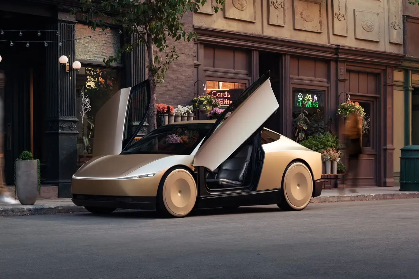 Tesla Robotaxi concept car showcasing the future of self-driving rides